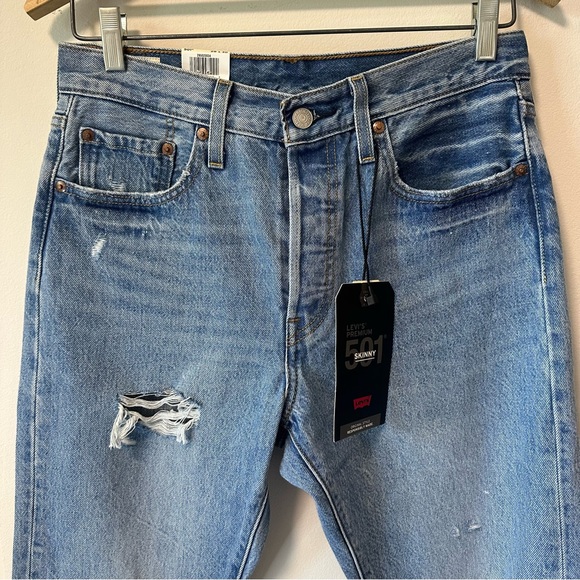 LEVIS Women's 501 High Rise Distressed Skinny Jeans - Picture 2 of 12